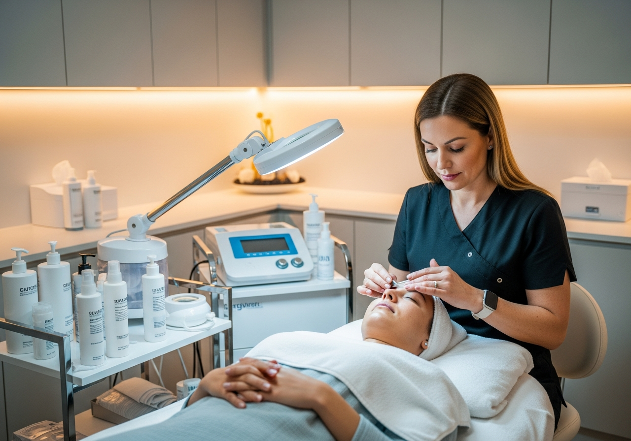 Professional facial treatment at CGI Spa using premium skincare brands