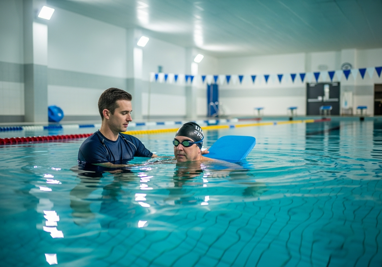 Swim lesson in the CGI ionized pool